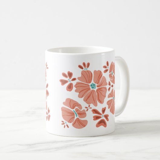 Hippie Blooms: Artwork der Abstrakten Roten Blume  Kaffeetasse (VorderseiteRechts)