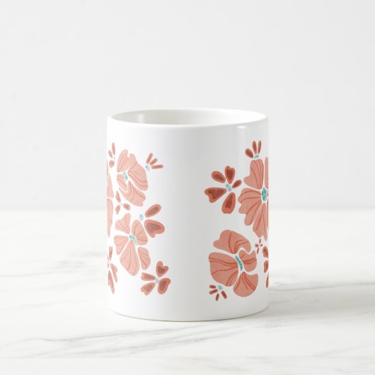 Hippie Blooms: Artwork der Abstrakten Roten Blume  Kaffeetasse (Mittel)