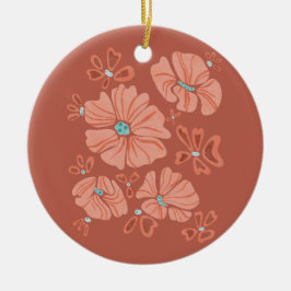 Hippie Blooms: Artwork der Abstrakten Roten Blume Keramik Ornament