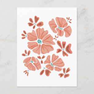 Hippie Blooms: Artwork der Abstrakten Roten Blume Postkarte