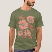 Hippie Blooms: Artwork der Abstrakten Roten Blume T-Shirt (Vorderseite)