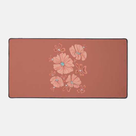 Hippie Blooms: Power der Abstrakten Roten Blume Schreibtischunterlage (Vorderseite)