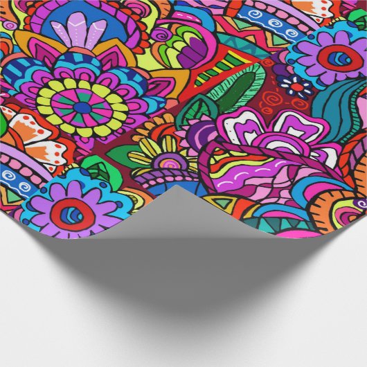 Hippie Blume Design Packpapier (Ecke)