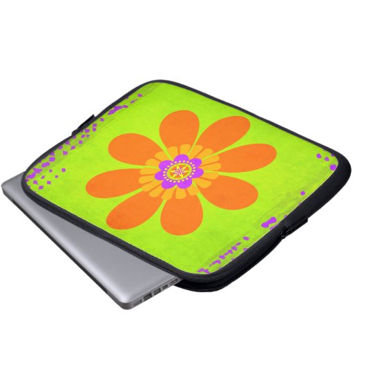 Hippie-Blume Laptopschutzhülle (Vorne Knopf)