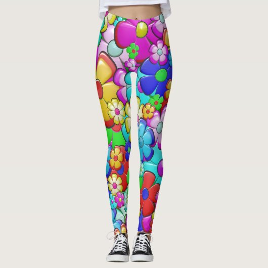 Hippie-Blume Leggings (Vorderseite)