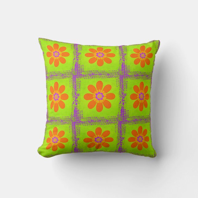 Hippie Blume Patchwork Kissen (Vorderseite)