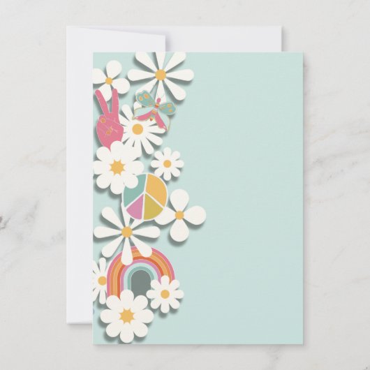 Hippie Blume Power 70er 60er Birthday Party Einladung (Rückseite)