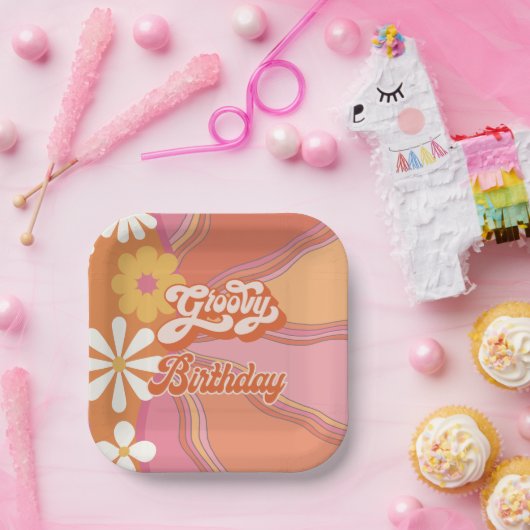 Hippie Blume Power 70er 60er Birthday Party Papier Pappteller (Party)