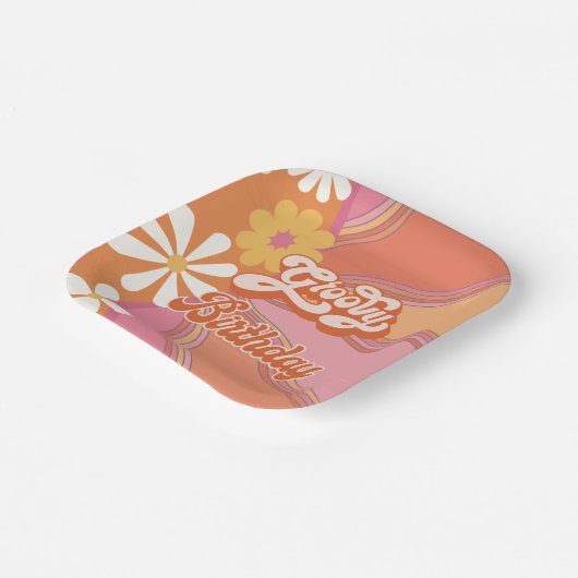 Hippie Blume Power 70er 60er Birthday Party Papier Pappteller (Gewinkelt)
