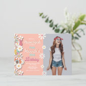 Hippie Blume Power 70er 60er Geburtstagspartei Ein Einladung (Stehend Vorderseite)