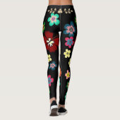Hippie Blume Power Boho Colorful Black Yoga Leggings (Rückseite)