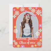 Hippie Blume Power Foto Abschluss Einladung (Vorderseite)