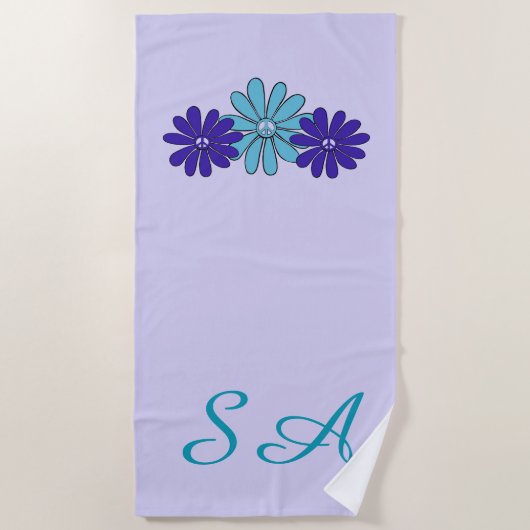 Hippie Blume Power Friedenszeichen Strandtuch (Vorderseite)