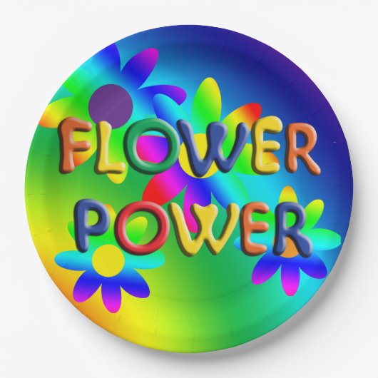 Hippie Blume Power Party Teller (Vorderseite)