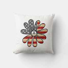 Hippie Blume Power Peace Signie American Flag Kissen