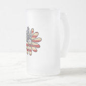 Hippie Blume Power Peace Signie American Flag Mattglas Bierglas (VorderseiteRechts)