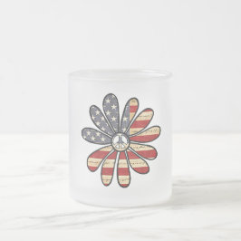 Hippie Blume Power Peace Signie American Flag Mattglastasse