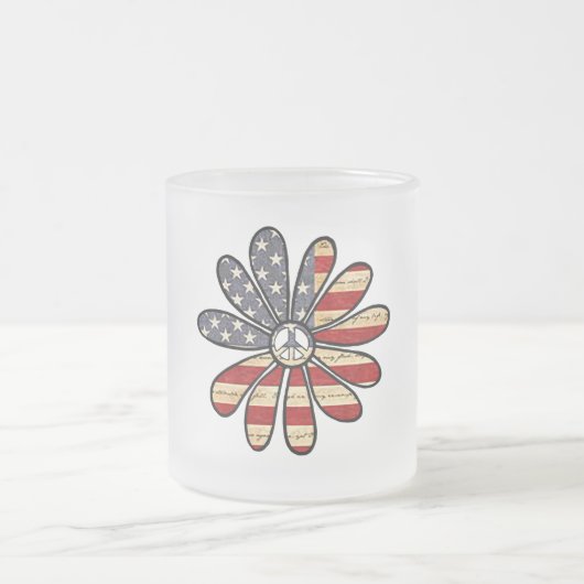 Hippie Blume Power Peace Signie American Flag Mattglastasse (Mittel)