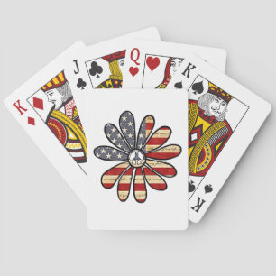 Hippie Blume Power Peace Signie American Flag Spielkarten