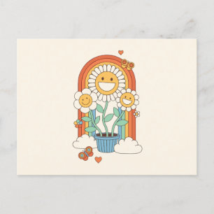Hippie-Blume und Regenbogen Feiertagspostkarte