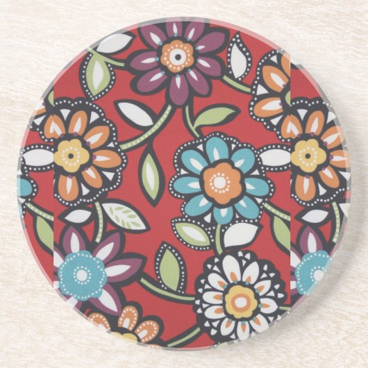 Hippie-Blume-Untersetzer Sandstein Untersetzer (Vorne)