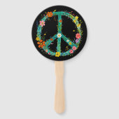 Hippie-Blumen-Friedenszeichen auf schwarzem Hinter Fächer (Vorderseite)