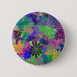 Hippie-Blumen-Power-Entwurf Button
