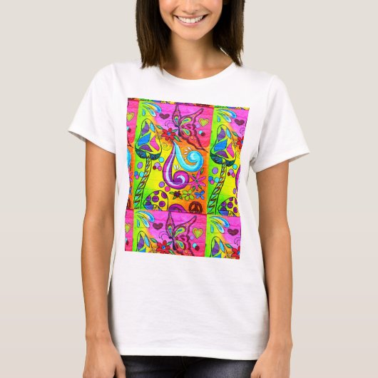 Hippie-Blumen-Powert-shirt T-Shirt (Vorderseite)