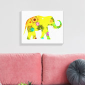 Hippie Bohemisch Floral Elephant Leinwanddruck (Insitu (Wohnzimmer))
