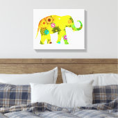 Hippie Bohemisch Floral Elephant Leinwanddruck (Insitu (Schlafzimmer))