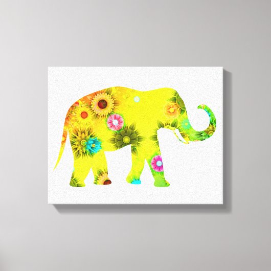 Hippie Bohemisch Floral Elephant Leinwanddruck (Vorderseite)