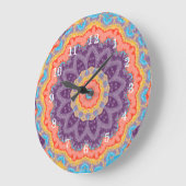 Hippie Bohemisch Floral Mandala Farbenfrohe Lila M Große Wanduhr (Winkel)