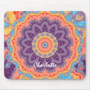 Hippie Bohemisch Floral Mandala Farbenfrohe Lila M Mousepad