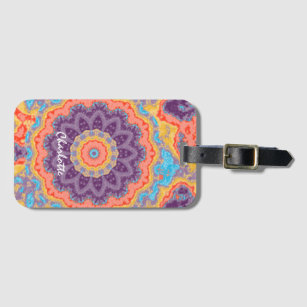 Hippie Bohemisch Mandala Lila Mix Personalisiert Gepäckanhänger