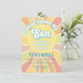 Hippie Boho Baby Shower Sunshine Son Einladung (Stehend Vorderseite)