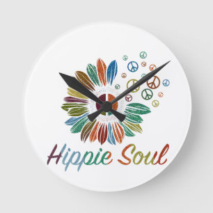 Hippie Boho Frieden und Liebe Seele Runde Wanduhr