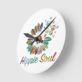 Hippie Boho Peace and Love Soul Runde Wanduhr (Winkel)