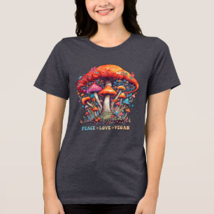 Hippie Boho Pilz Frieden Liebe Veganer Tri-Blend Shirt