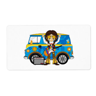 Hippie Boy mit Guitar & Camper Van