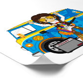 Hippie Boy mit Guitar & Camper Van Poster (Ecke)