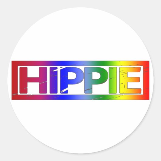 Hippie-Briefmarke Runder Aufkleber (Vorderseite)
