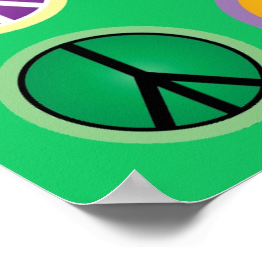 Hippie bunt Ruhe Schild Retro 60er (Ecke)