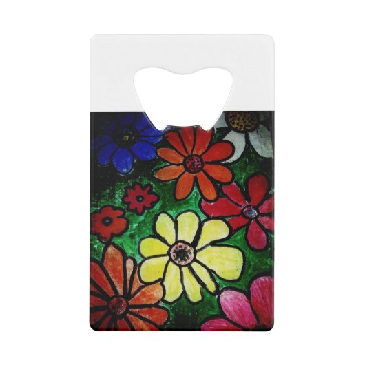 Hippie bunte Blume Blüte Geldbeutel Flaschenöffner (Vorderseite)
