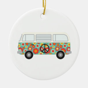 Hippie-Bus Keramik Ornament