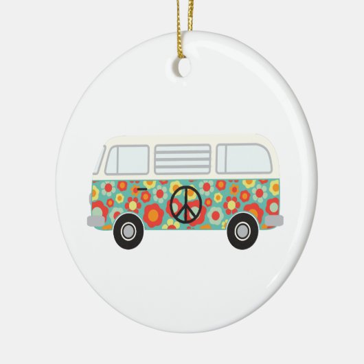 Hippie-Bus Keramik Ornament (Links)
