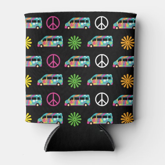 Hippie Bus Peace Sign 70er Dosenkühler (Vorderseite)