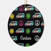 Hippie Bus Peace Sign 70er Keramik Ornament (Links)