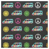 Hippie Bus Peace Sign 70er Stoff (Nahaufnahme)