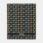 Hippie Bus Peace Signer 70er Personalisiert Black Fleecedecke (Vorderseite)