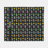 Hippie Bus Peace Signer 70er Personalisiert Black Fleecedecke (Vorderseite (Horizontal))